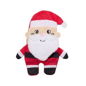 Merry & Bright Flattie Santa‎ Squeak Crinkle Dog Toy Plush Shake Toss Christmas